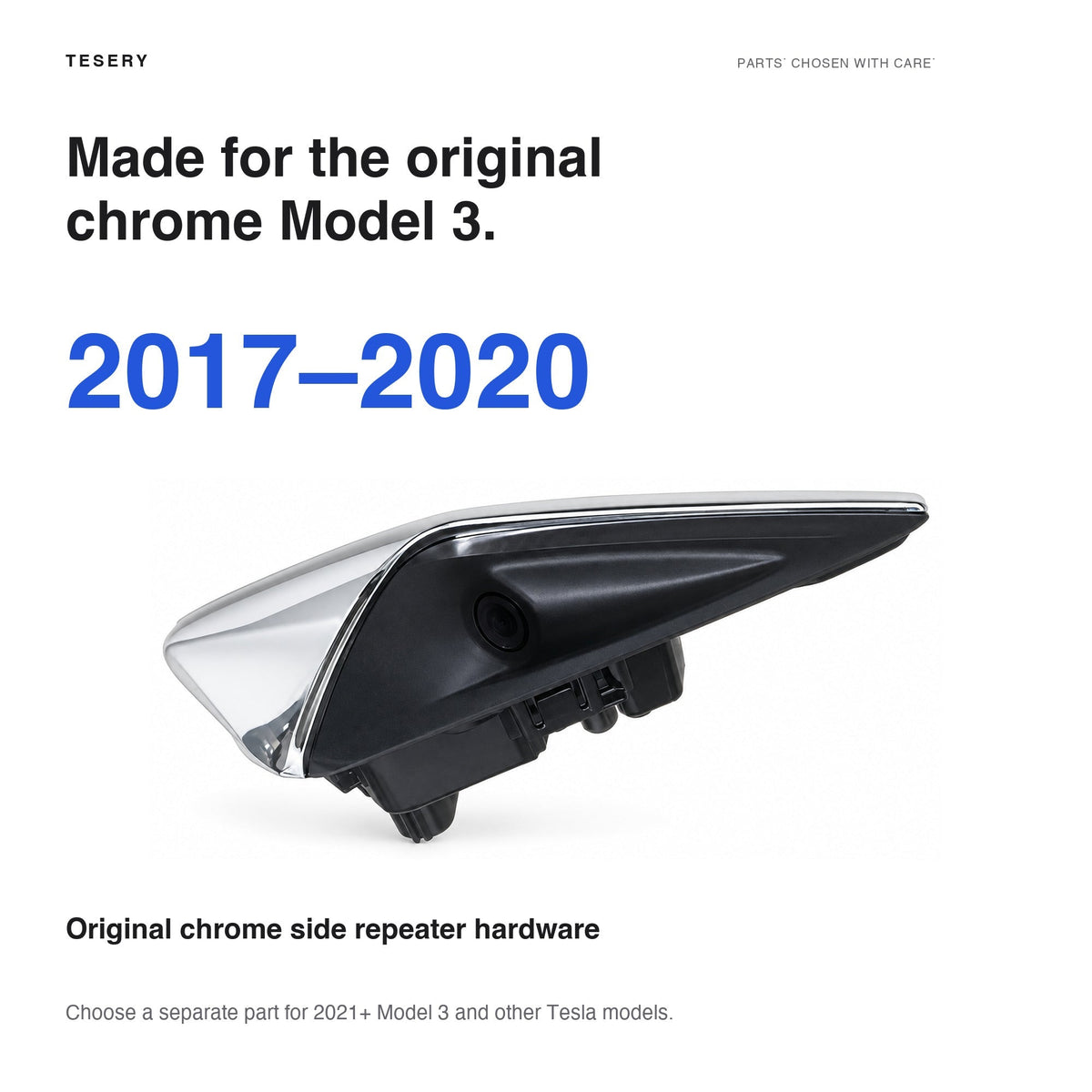 Chrome Side Repeater Camera for Tesla Model 3 (2017–2020)
