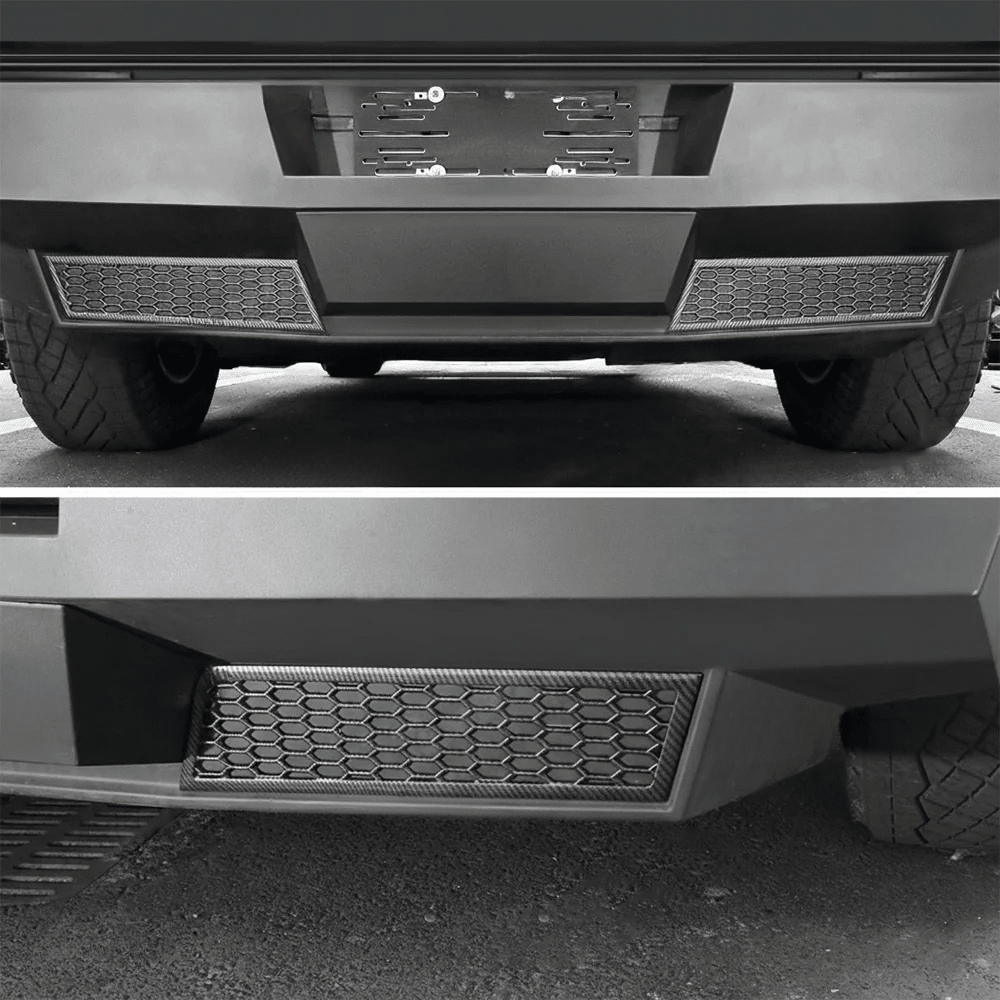 Cybertruck Rear Bumper Honeycomb Trim Cover – Carbon Fiber Style Protective Guard