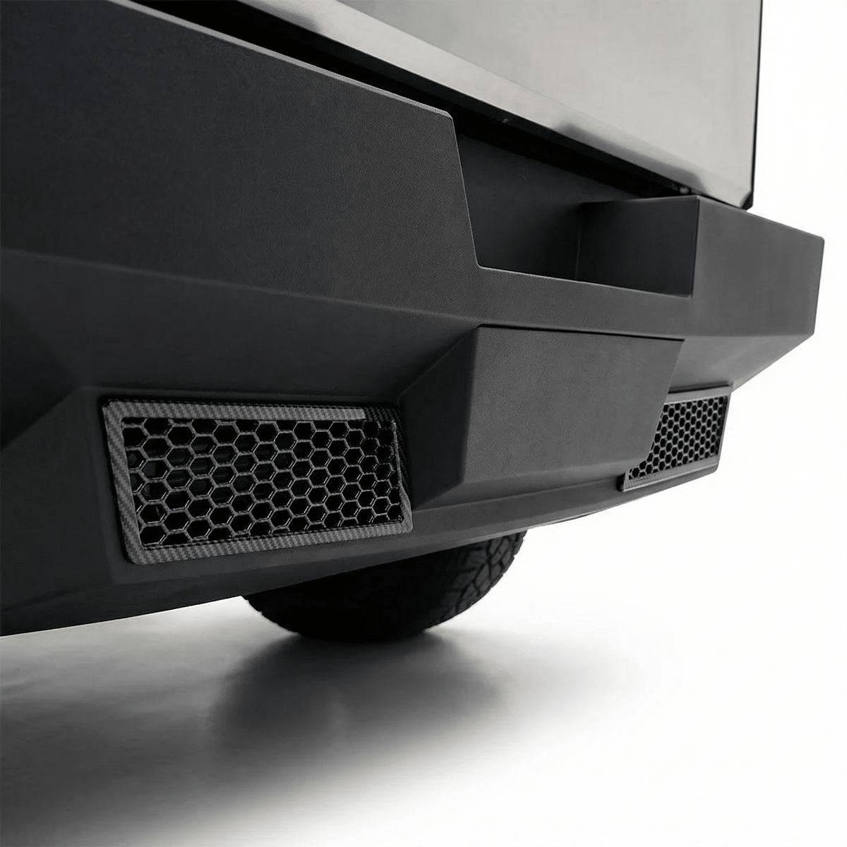Cybertruck Rear Bumper Honeycomb Trim Cover – Carbon Fiber Style Protective Guard