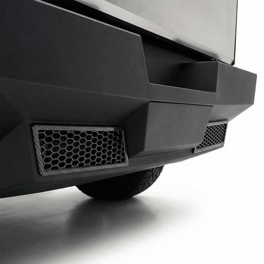 Cybertruck Rear Bumper Honeycomb Trim Cover – Carbon Fiber Style Protective Guard
