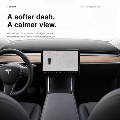 Dashboard Blackout Mat for Model 3/Y Anti-Glare Flannel Dash Cover