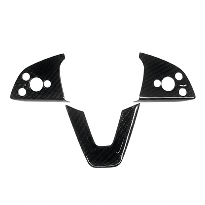 Dry Carbon Fiber Steering Wheel Trim Cover for Model 3 Highland / Model Y Juniper (3 Pieces)