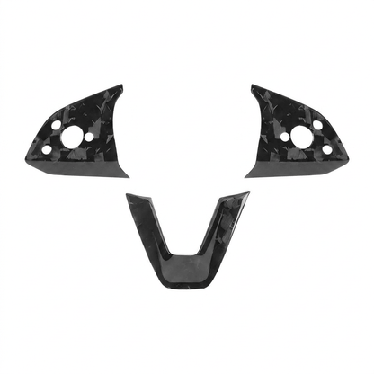 Dry Carbon Fiber Steering Wheel Trim Cover for Model 3 Highland / Model Y Juniper (3 Pieces)