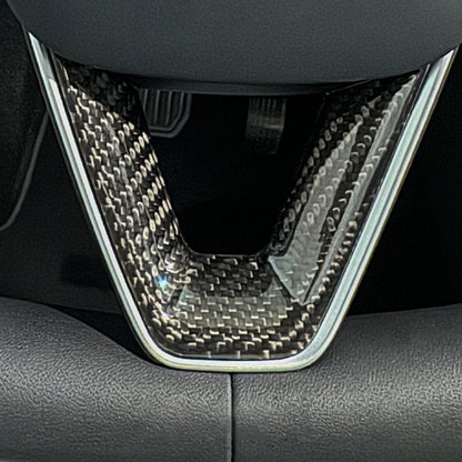 TESERT Dry Carbon Fiber Steering Wheel V-Cover for Model 3 Highland & Y Juniper