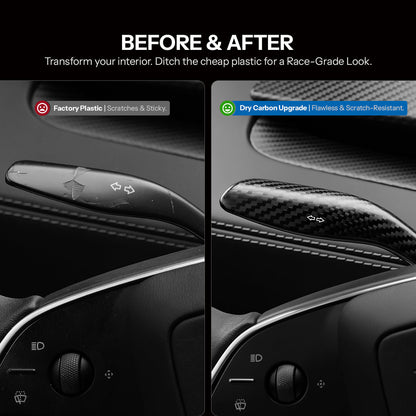 Dry Carbon Fiber Turn Signal Stalk Cover for Model Y Juniper / Model 3 Highland