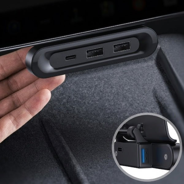 Hidden Foldable Under-Screen USB Hub for Model Y Juniper / Model 3 Highland / YL