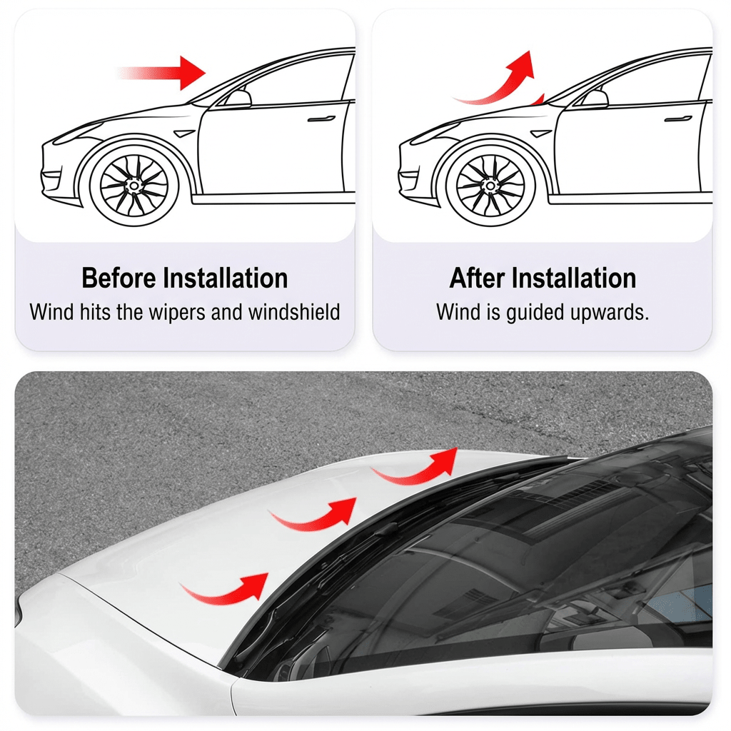 Front Hood Seal & Wind Deflector for Model 3/ Y/ S/ X - TPE Frunk Weather Stripping