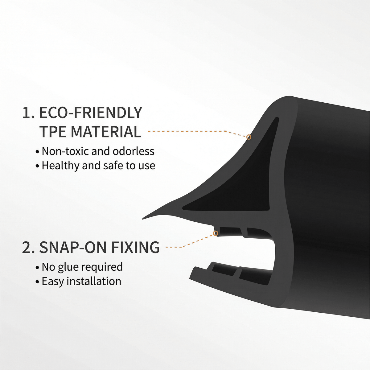 Front Hood Seal & Wind Deflector for Model 3/ Y/ S/ X - TPE Frunk Weather Stripping