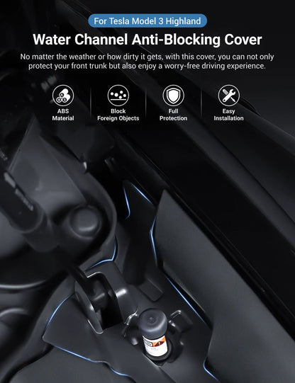 Front Trunk Drain Channel Cover for Model 3 Highland | Prevent Water Damage (2-Pack)