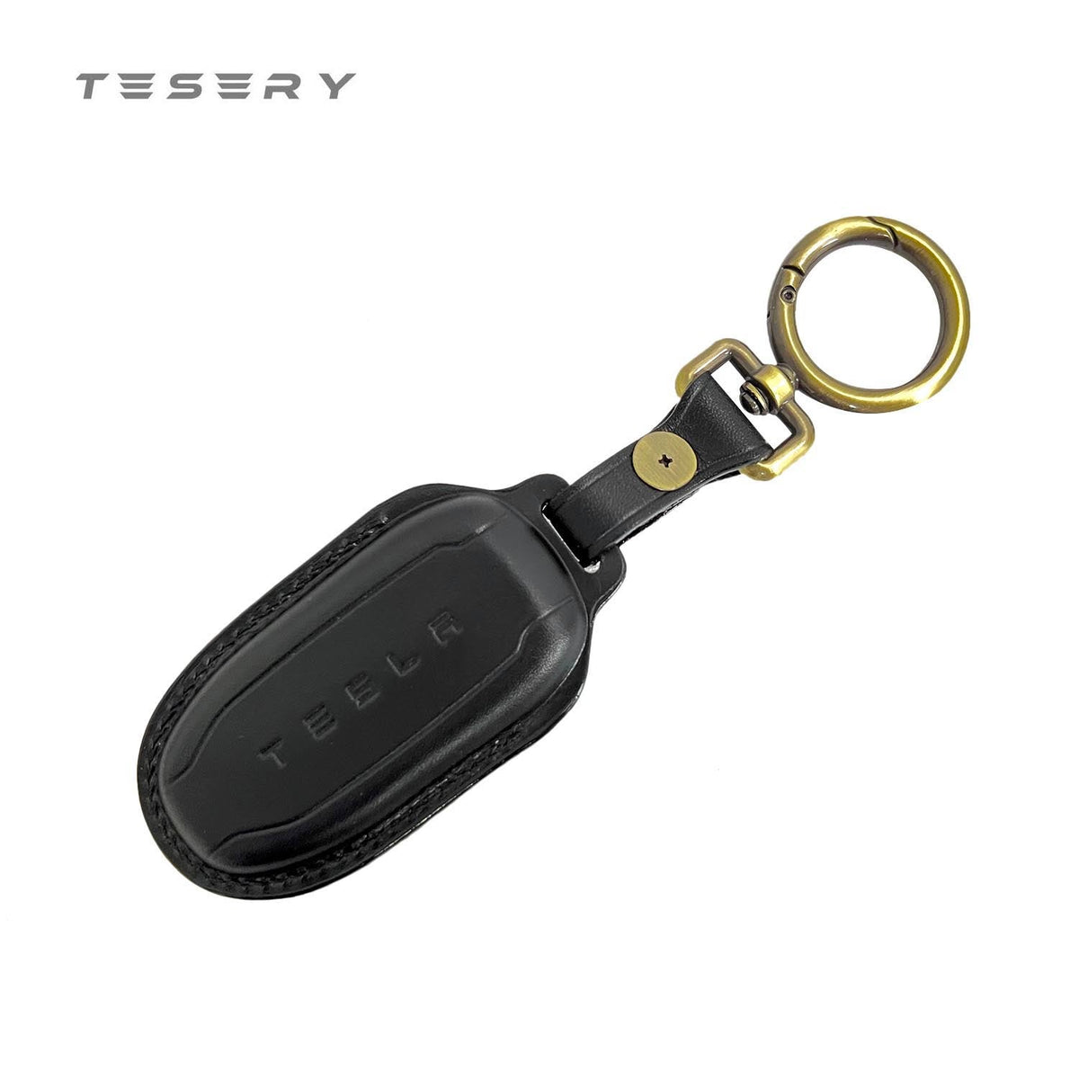 Handmade Leather Keychain for Tesla Model 3/Y
