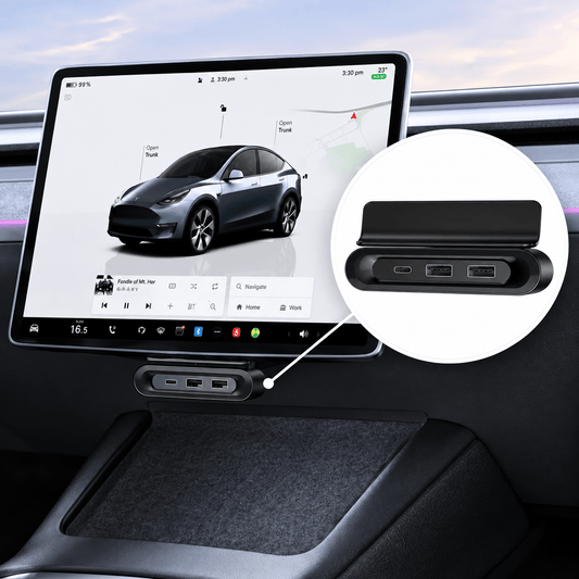 Hidden Foldable Under-Screen USB Hub for Model Y Juniper / Model 3 Highland / YL