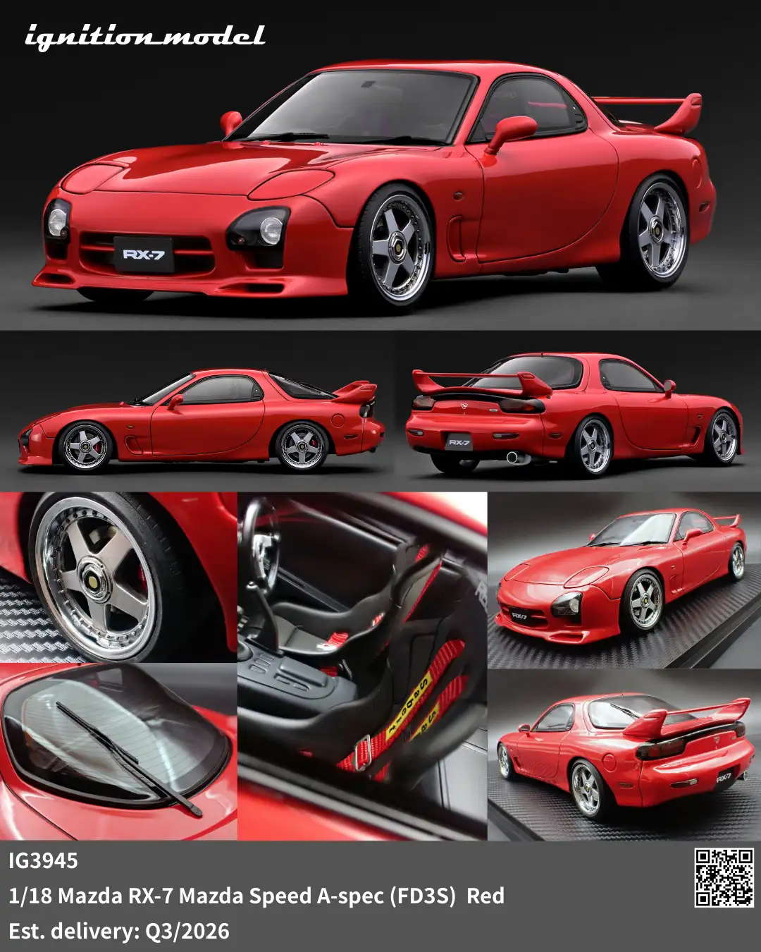 Ignition Model 1:18 Mazda RX-7 Mazda Speed A-spec (FD3S) Red IG3945