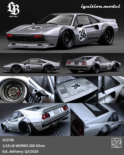 Ignition Model 1:18 LB-WORKS Ferrari 308 Silver  IG3746