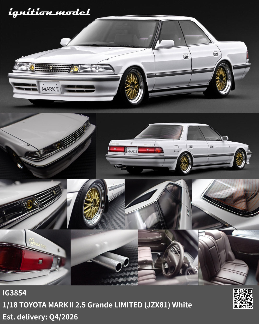 [Preorder] Ignition Model 1:18 TOYOTA MARKⅡ2.5 Grande LIMITED (JZX81) White IG3854