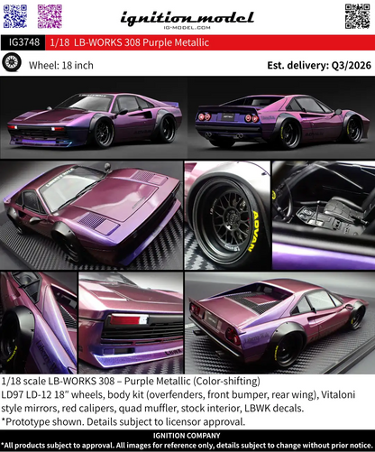 Ignition Model 1:18 LB-WORKS 308 Purple Metallic IG3748