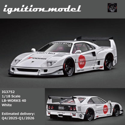 Ignition Model 1:18 LB-Works Ferrari F40 White IG3752