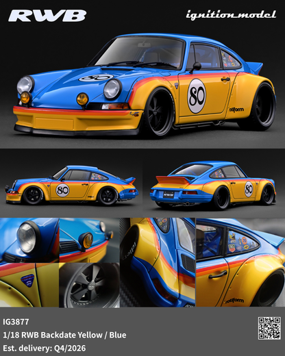 [Preorder] Ignition Model 1:18 PORSCHE RWB Backdate Yellow / Blue IG3877