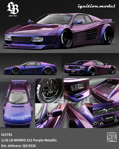 Ignition Model 1:18 LB-WORKS Ferrari 512 Purple Metallic IG3792