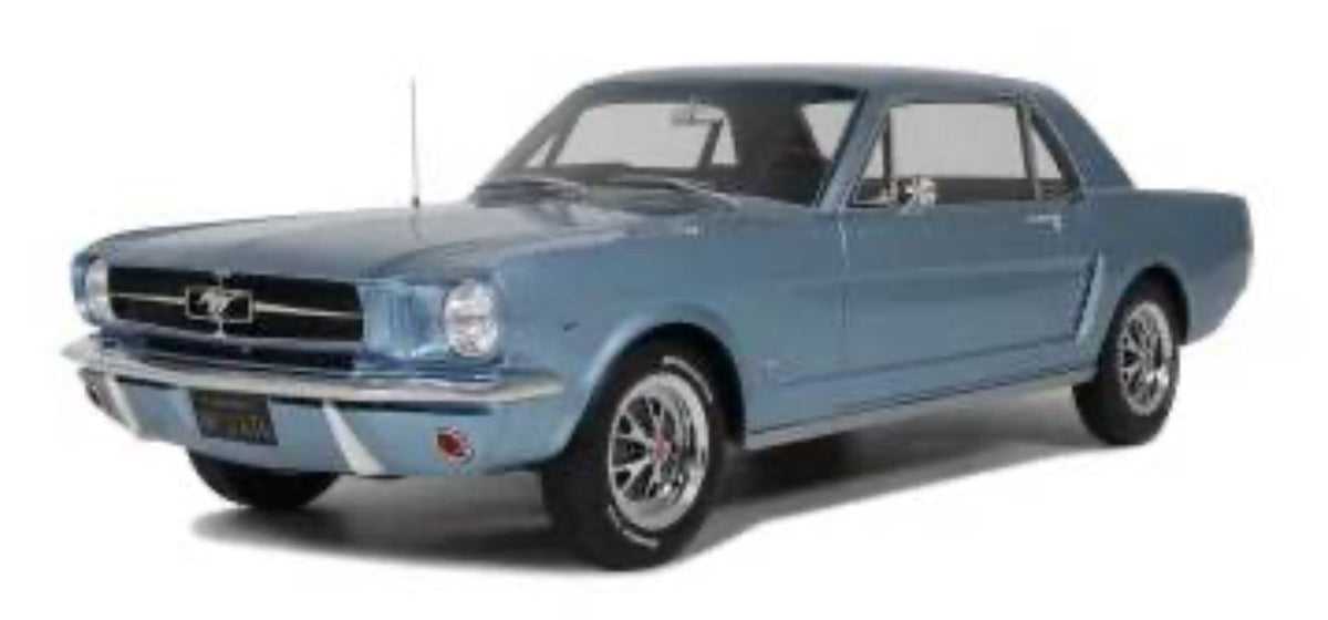 OttO 1:12 FORD MUSTANG V8 HARDTOP SILVER BLUE PONY 1965 G089