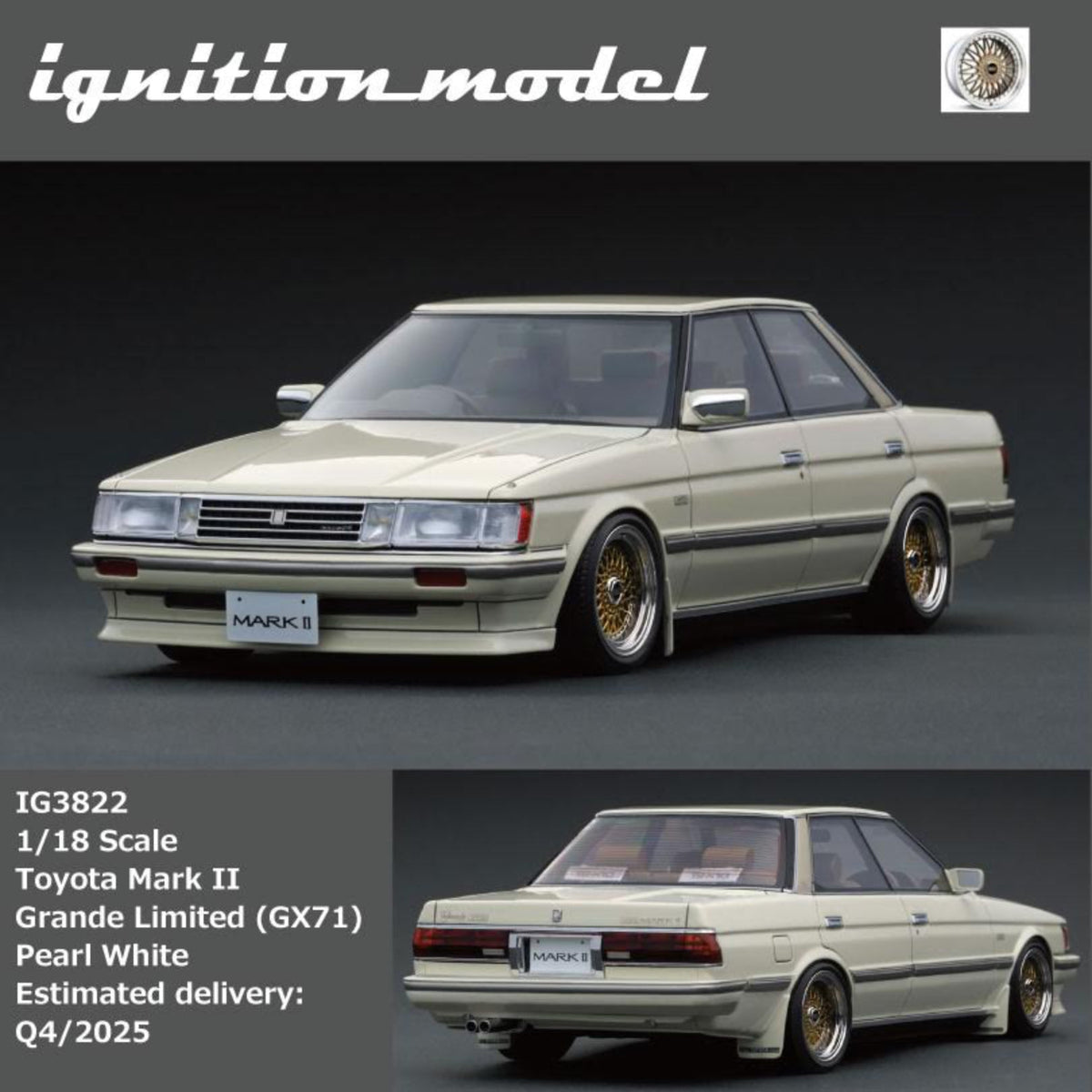 [Preorder] Ignition Model 1:18 Toyota Mark II Grande Limited (GX71)  Pearl White IG3822