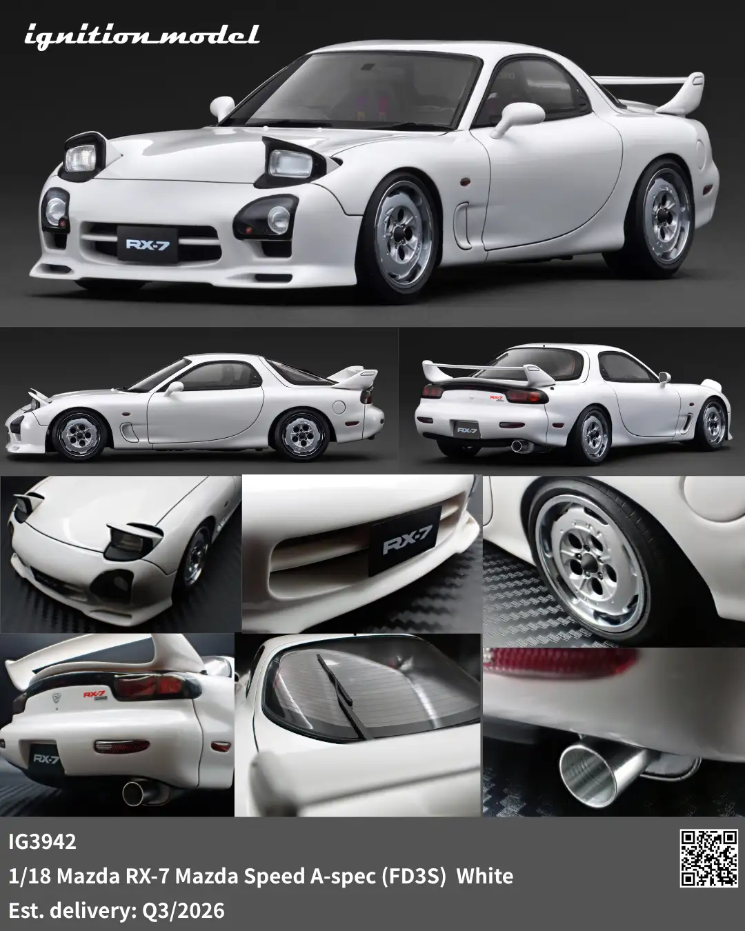 Ignition Model 1:18 Mazda RX-7 Mazda Speed A-spec (FD3S) White IG3942