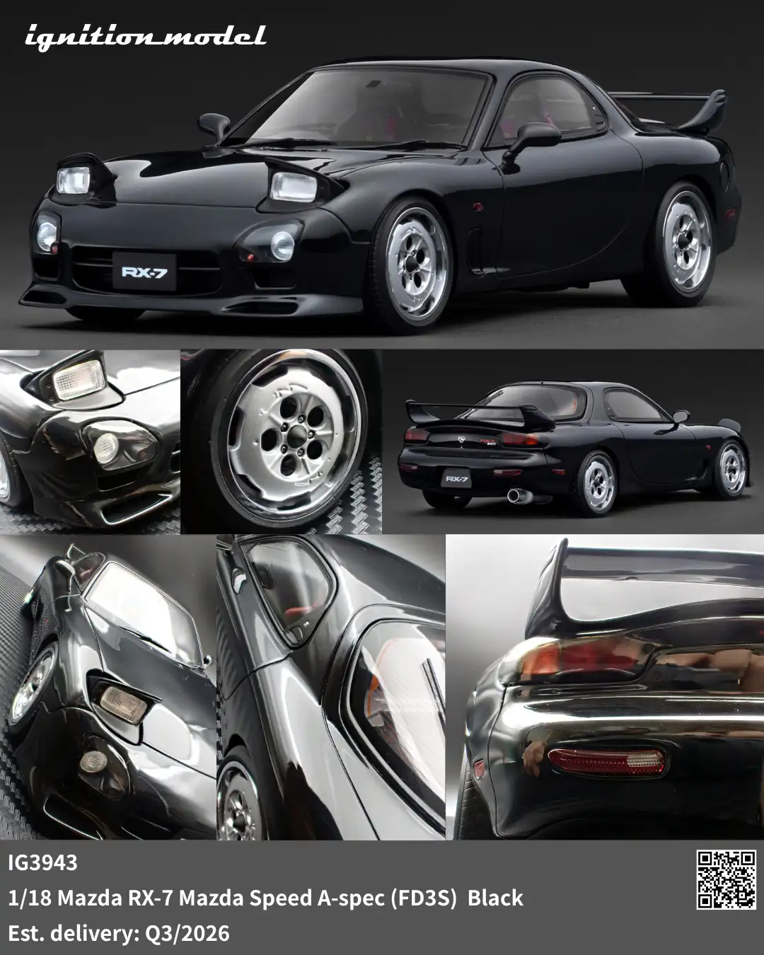 Ignition Model 1:18 Mazda RX-7 Mazda Speed A-spec (FD3S) Black IG3943