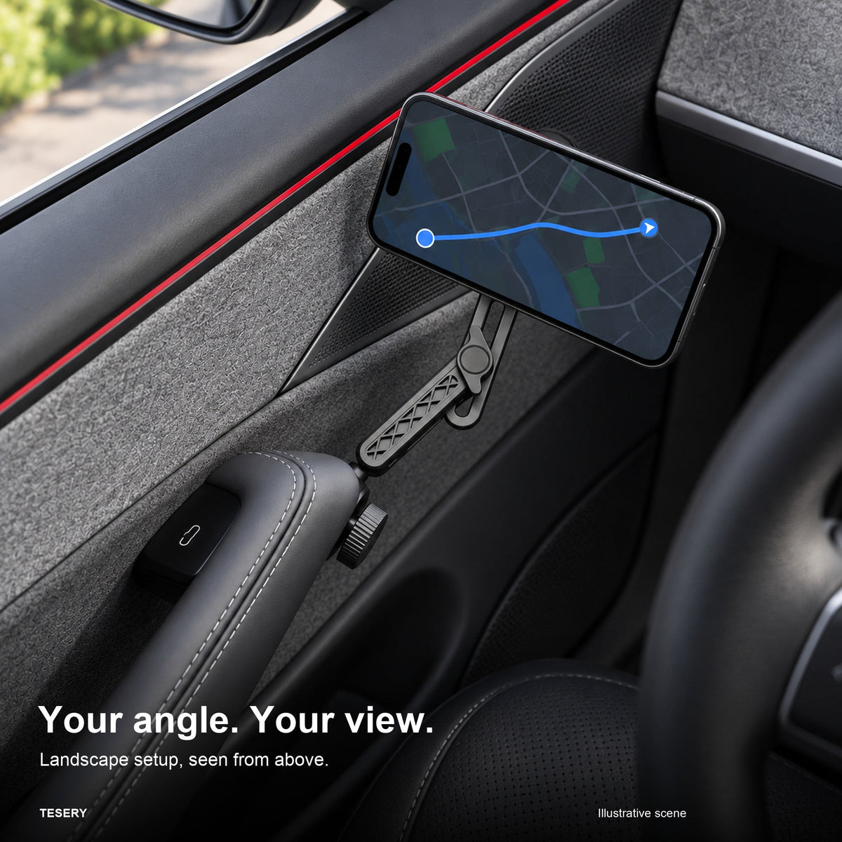 Magnetic Door Phone Mount for Tesla Model 3 Highland, Model Y & Model YL (LHD)