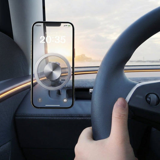 Magnetic Left Dashboard Phone Holder for Model Y Juniper & Model 3 Highland (LHD)