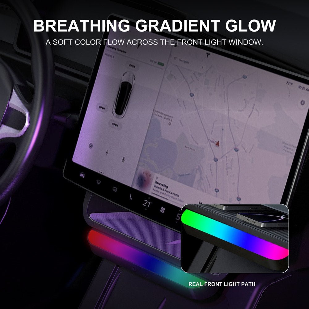 Model 3 Highland / New Model Y Under Screen Storage Box Center Console Organizer With Ambient Lighting