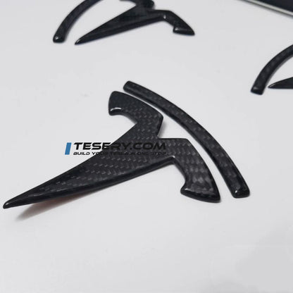 Model 3 / Y T Logo Overlay Front & Rear - Real Carbon Fiber Exterior
