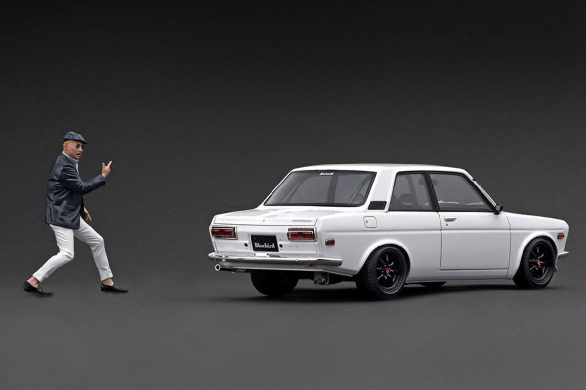 [Preorder] Ignition Model 1:18 Datsun Bluebird (510) White With Mr. Yokoyama IG3303