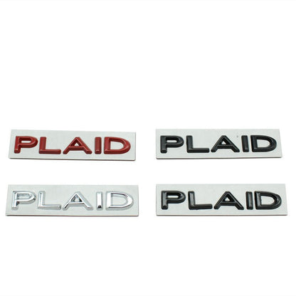 PLAID Letter Badge Emblem | Premium Alloy | 3M Adhesive | 4 Finishes Available