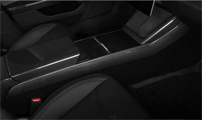 Real Dry Carbon Fiber Center Console Side Panel Overlays for Model 3 Highland / Model Y Juniper(2 Pieces)