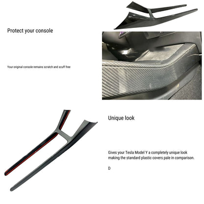 Real Dry Carbon Fiber Center Console Trim Panel for Model Y 2021-2025.03