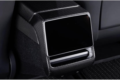 Real Dry Carbon Fiber Rear Screen Trim Frame Overlay for Model 3 Highland
