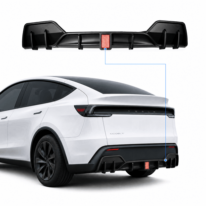 Rear Bumper Lip Spoiler & Diffuser with Flashing LED Pilot Brake Light for Model Y Juniper