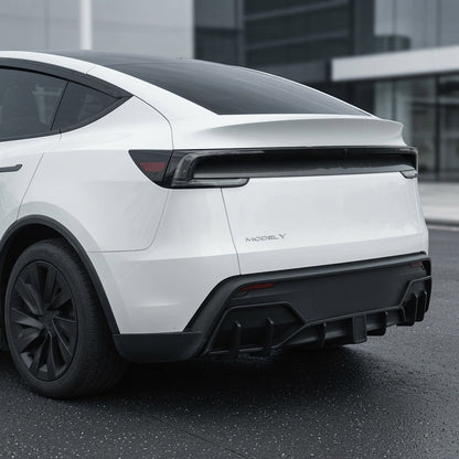 Rear Bumper Lip Spoiler & Diffuser with Flashing LED Pilot Brake Light for Model Y Juniper