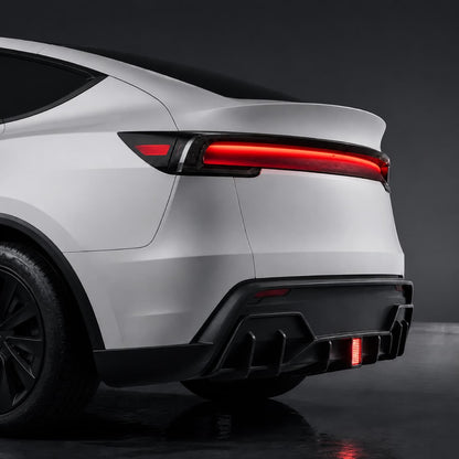 Rear Bumper Lip Spoiler & Diffuser with Flashing LED Pilot Brake Light for Model Y Juniper
