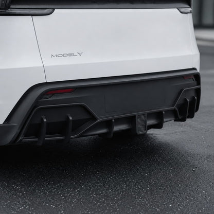Rear Bumper Lip Spoiler & Diffuser with Flashing LED Pilot Brake Light for Model Y Juniper