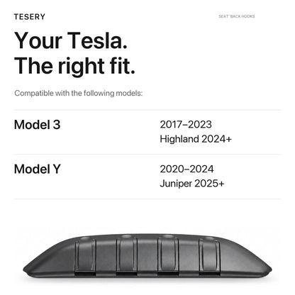 Rear Seat Back Hooks & Organizer for Tesla Model 3/Y | TESERY