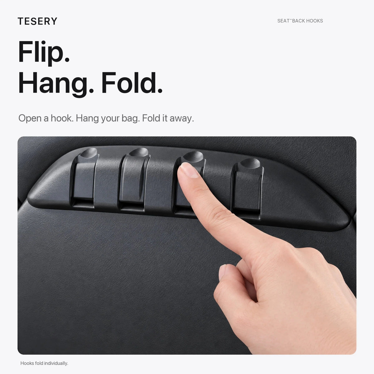 Rear Seat Back Hooks & Organizer for Tesla Model 3/Y | TESERY