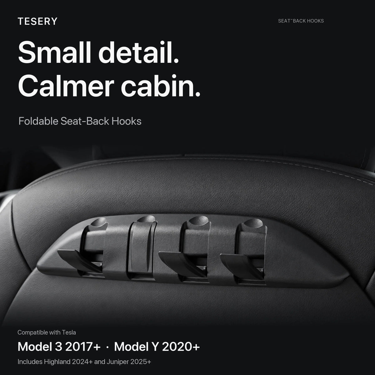 Rear Seat Back Hooks & Organizer for Tesla Model 3/Y | TESERY