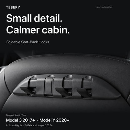 Rear Seat Back Hooks & Organizer for Tesla Model 3/Y | TESERY