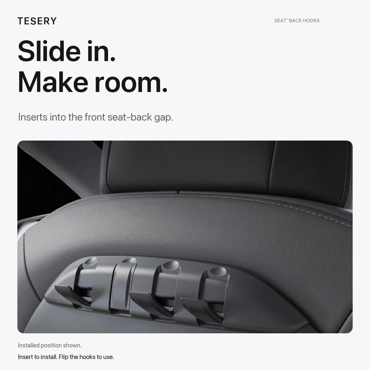 Rear Seat Back Hooks & Organizer for Tesla Model 3/Y | TESERY
