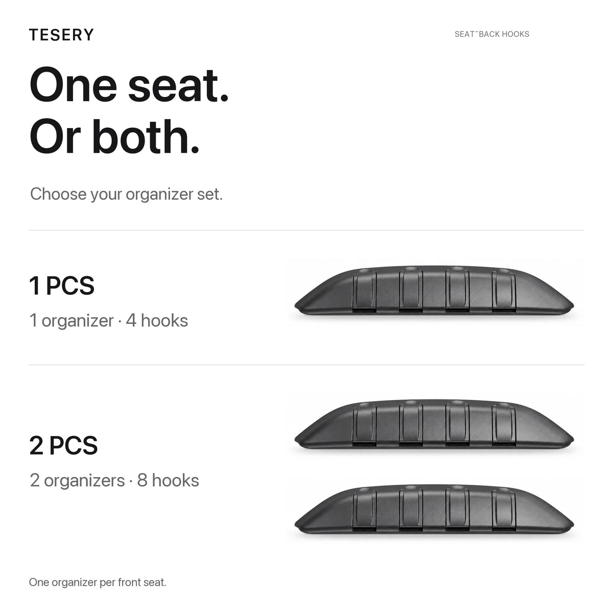Rear Seat Back Hooks & Organizer for Tesla Model 3/Y | TESERY