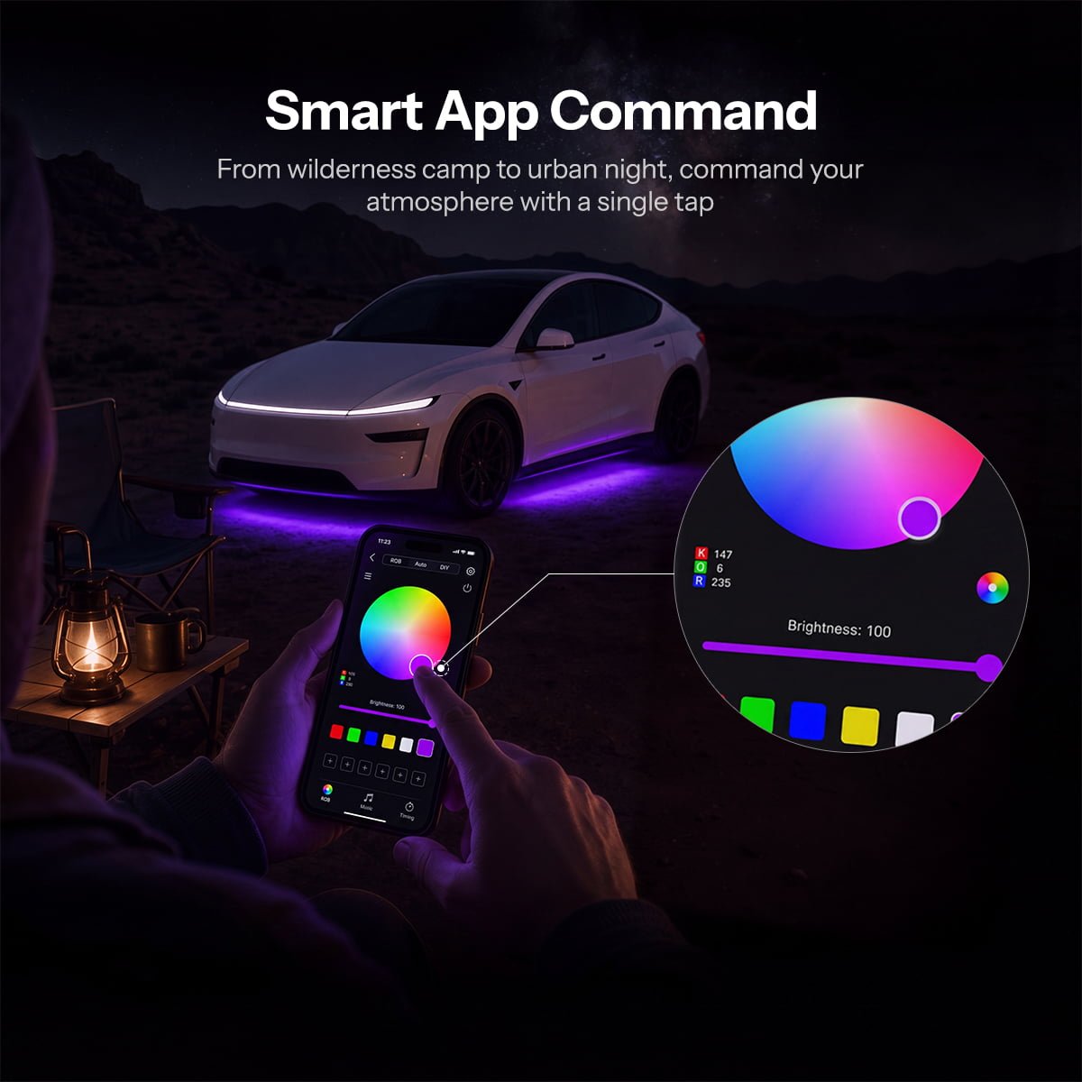 RGB Underglow LED Chassis Ambient Lighting Kit for Model Y Juniper/ YL / Model 3 Highland