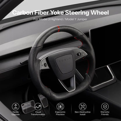 Sport Carbon Fiber Steering Wheel for Model 3 Highland / Model Y Juniper
