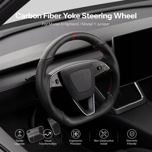 Sport Carbon Fiber Steering Wheel for Model 3 Highland / Model Y Juniper