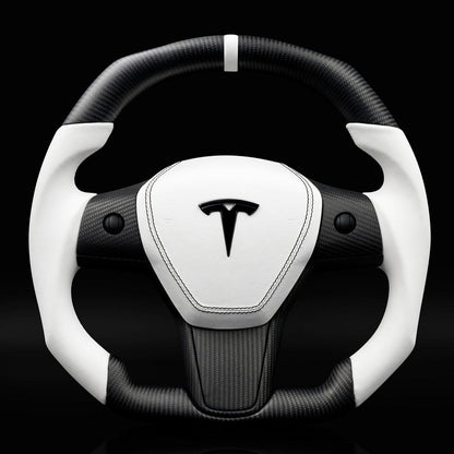 Square Carbon Fiber Steering Wheel for Tesla Model 3 / Y 【Style 42】