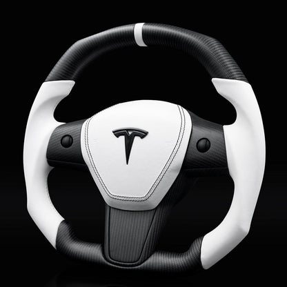 Square Carbon Fiber Steering Wheel for Tesla Model 3 / Y 【Style 42】